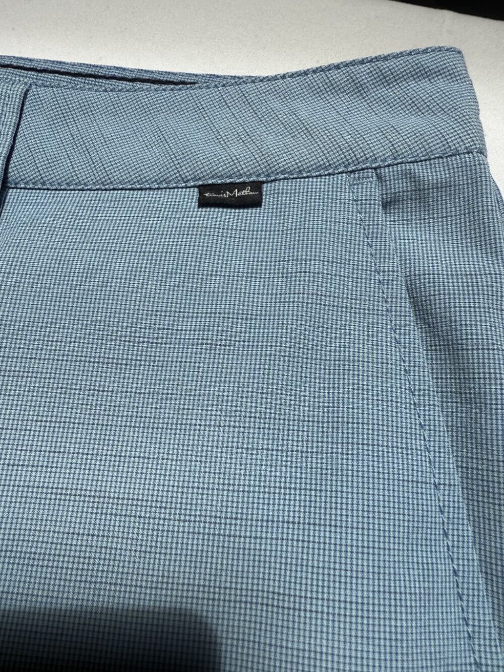 Travis Mathew Men's Shorts Light Blue Micro-Check Size 34